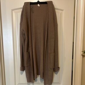 Cozy Tan Open-Front Sweater